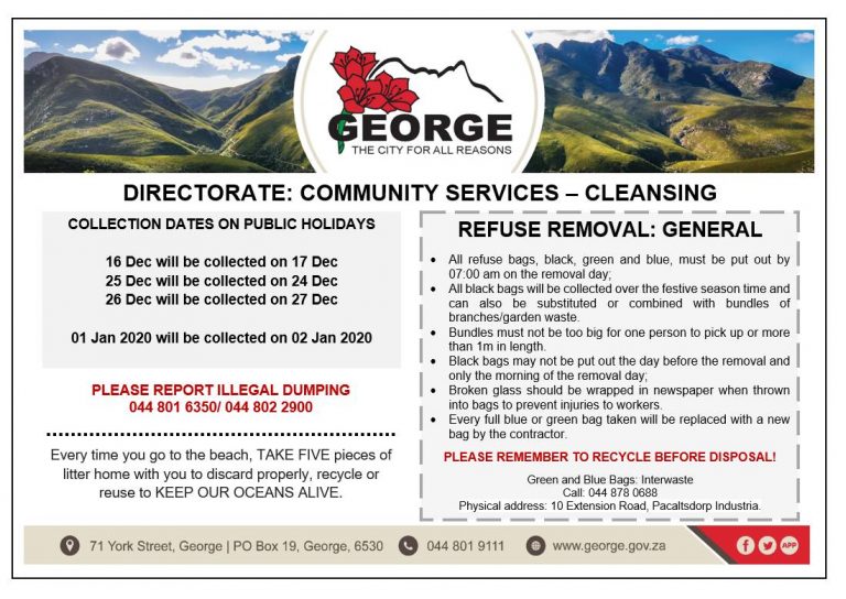 REFUSE REMOVAL:  COLLECTION DATES